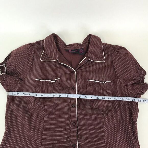Torrid Polka Dot Button Down Shirt Women's Plus Size 2/2X Pockets Smocked Cotton - Picture 6 of 10